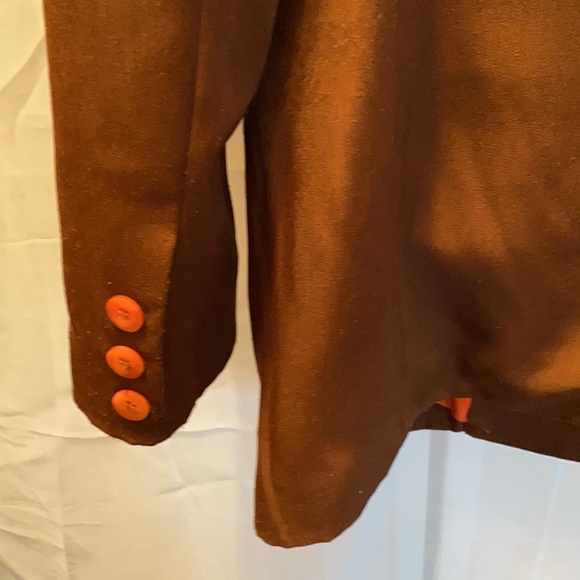 IN TRANSIT VINTAGE POLYESTER BROWN BLAZER SZ 10 - Picture 7 of 11